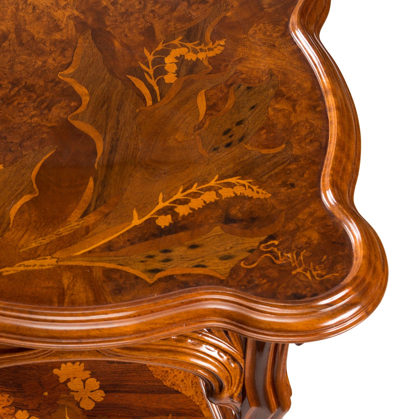 Émile Gallé Carved French Walnut and Fruitwood Marquetry Pedestal