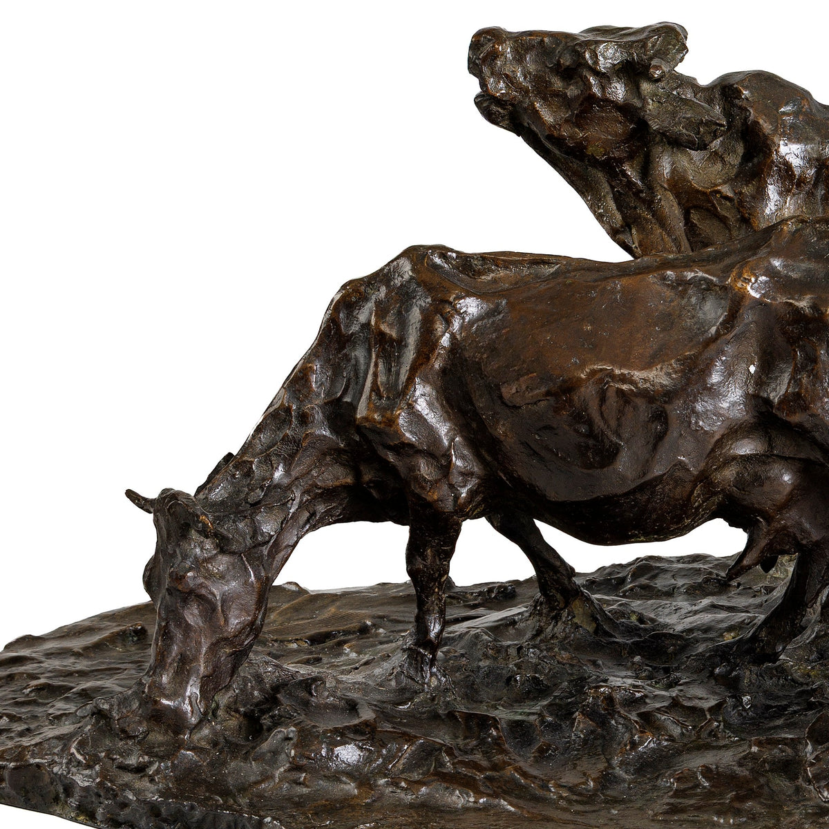 Rembrandt Bugatti "Vache Broutant et Taureau Meuglant" Bronze Sculpture
