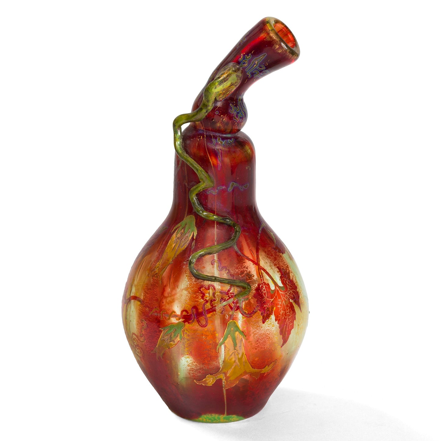 Portieux Vallerysthal Gourd-Shaped Enameled Glass Vase