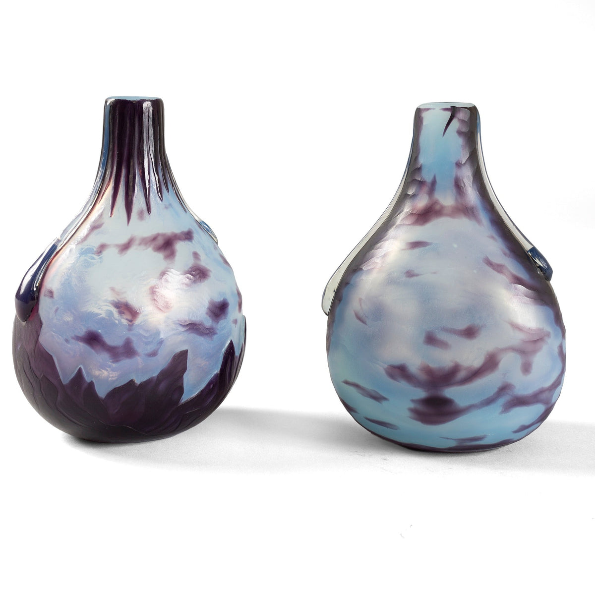 Louis Damon pair of "Vase of Triton" & "Vase of Saint George Slaying the Dragon," Cameo Glass Vases