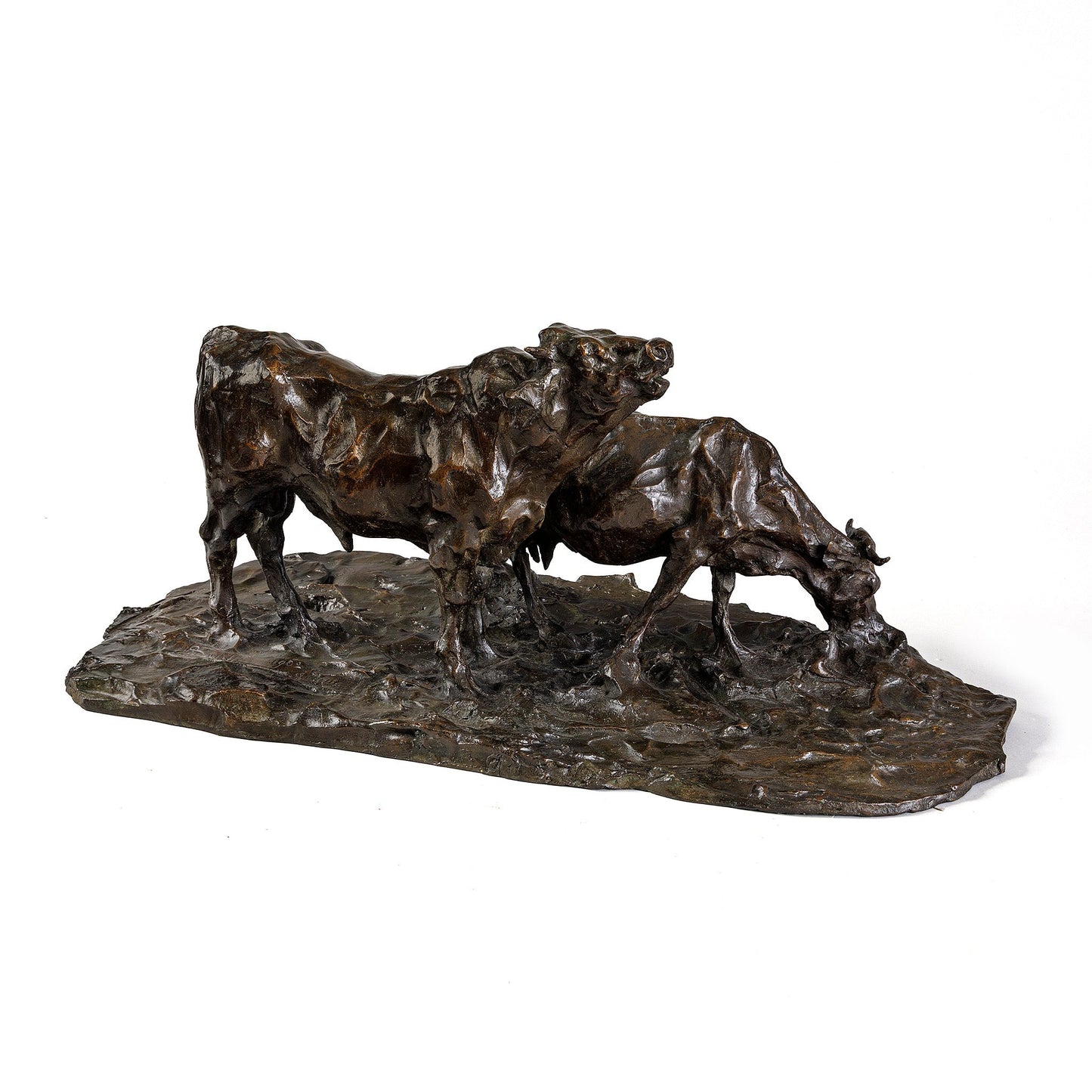 Rembrandt Bugatti "Vache Broutant et Taureau Meuglant" Bronze Sculpture