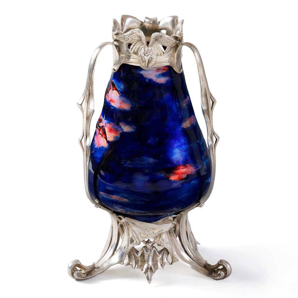 Philippe Wolfers "Night" Silver Enamel Vase