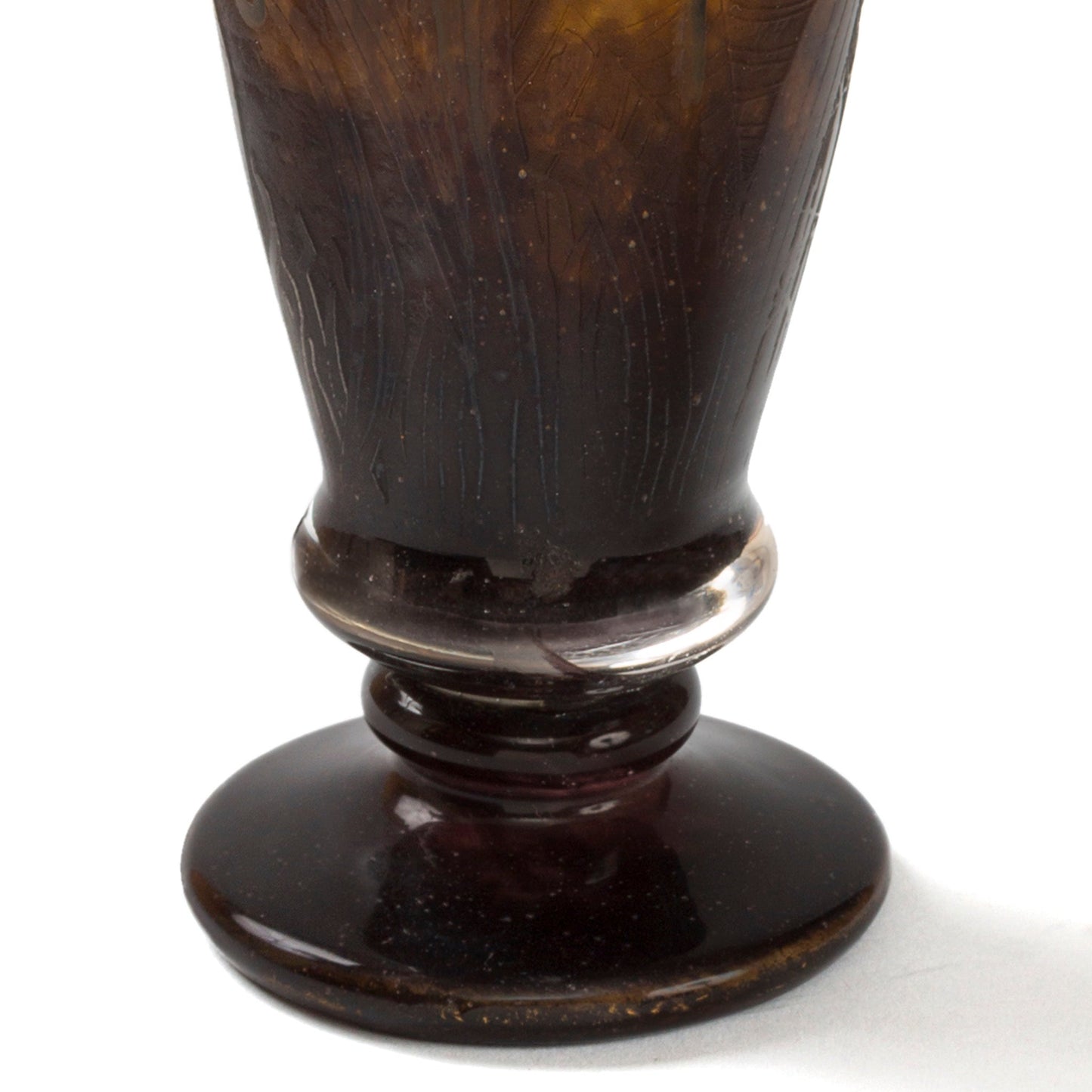 Daum Nancy Enameled and Etched Orchid Landscape Glass Vase