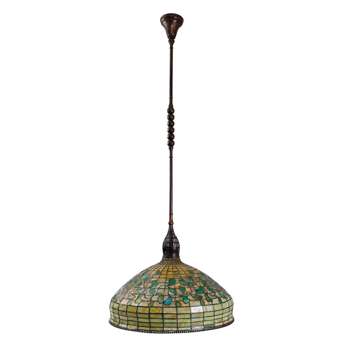 A Tiffany Studios New York "Swirling Leaf Geometric" Chandelier.