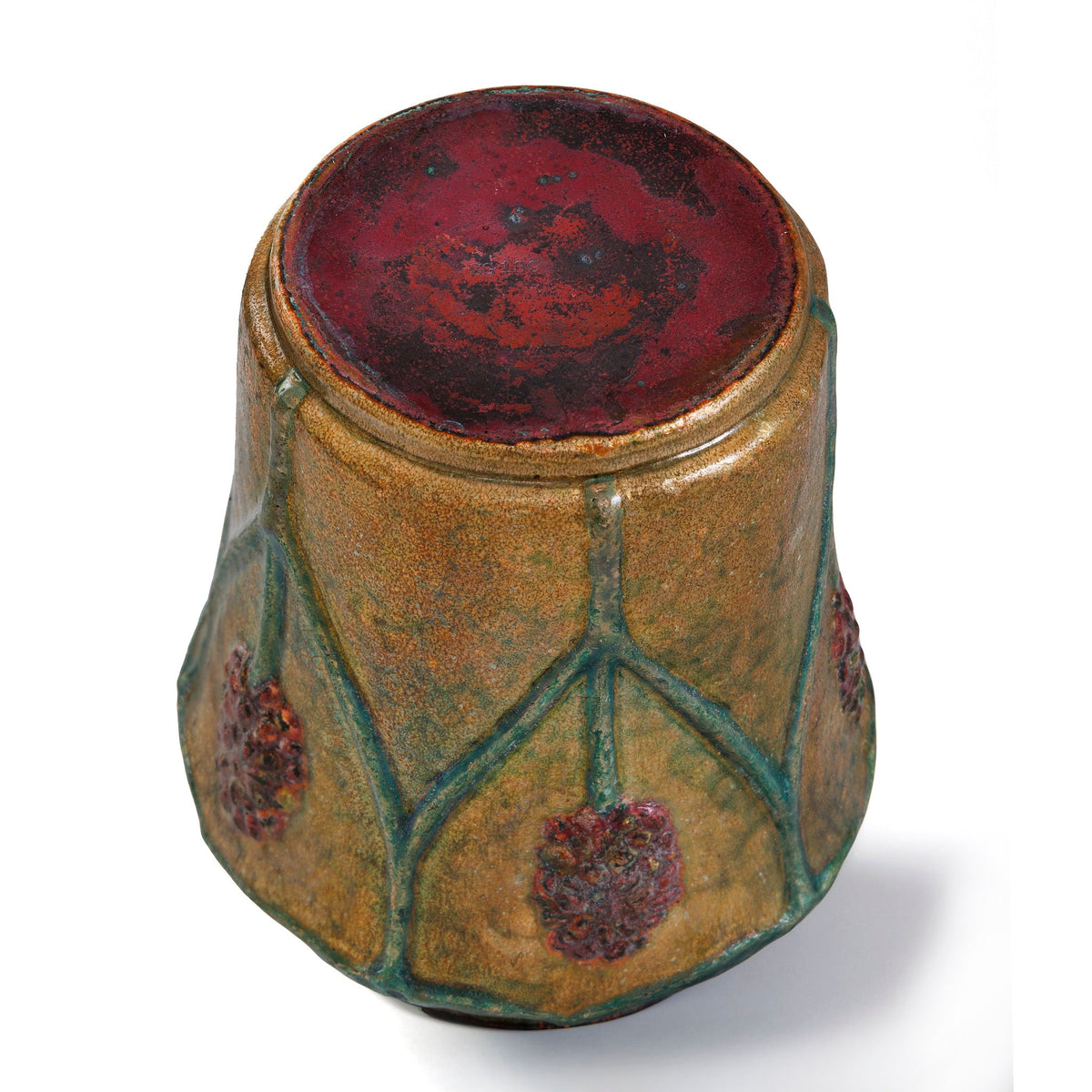 Tiffany Studios New York Copper and Enamel "Milkweed" Vase