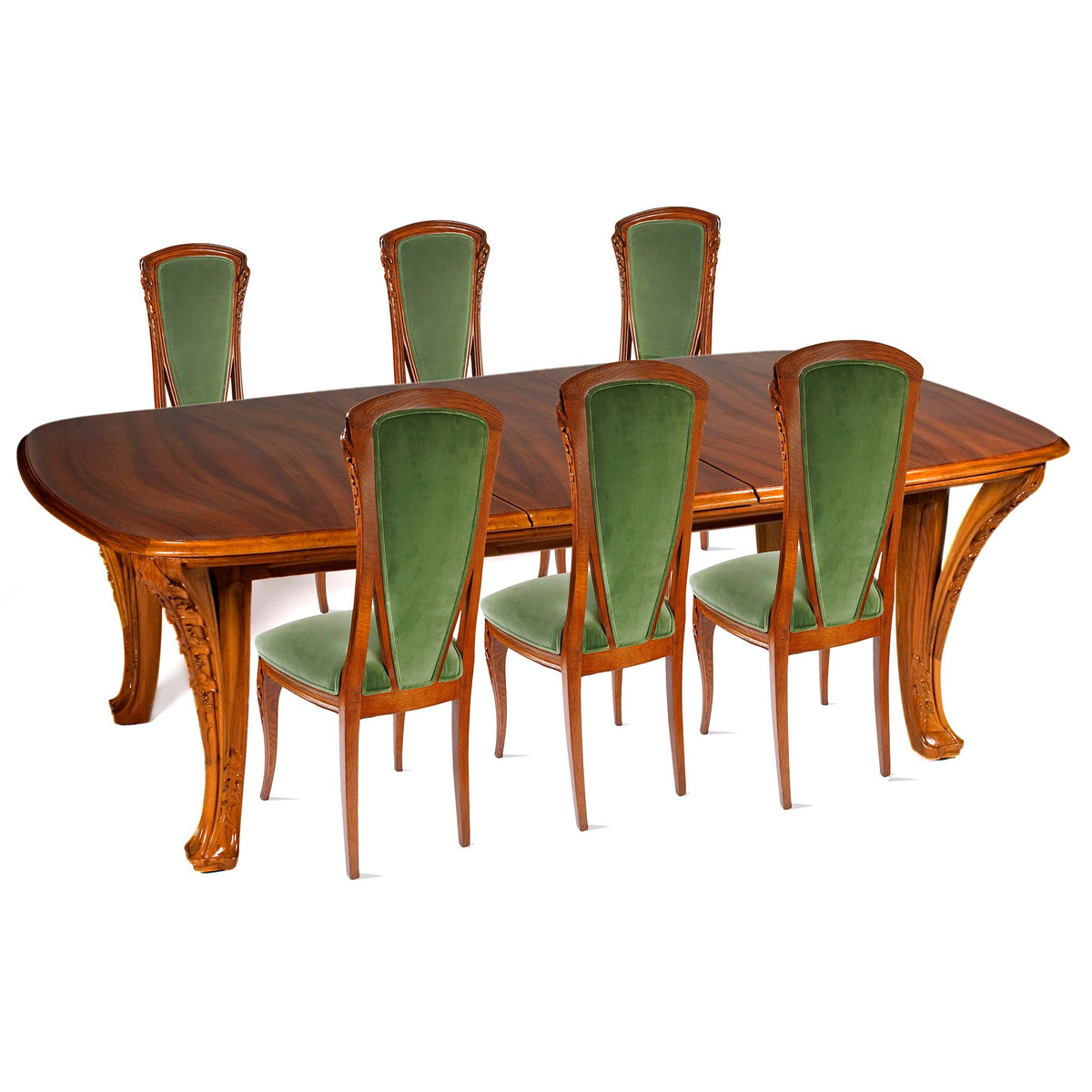 Louis Majorelle "Chicorée" Walnut and Oak Dining Suite