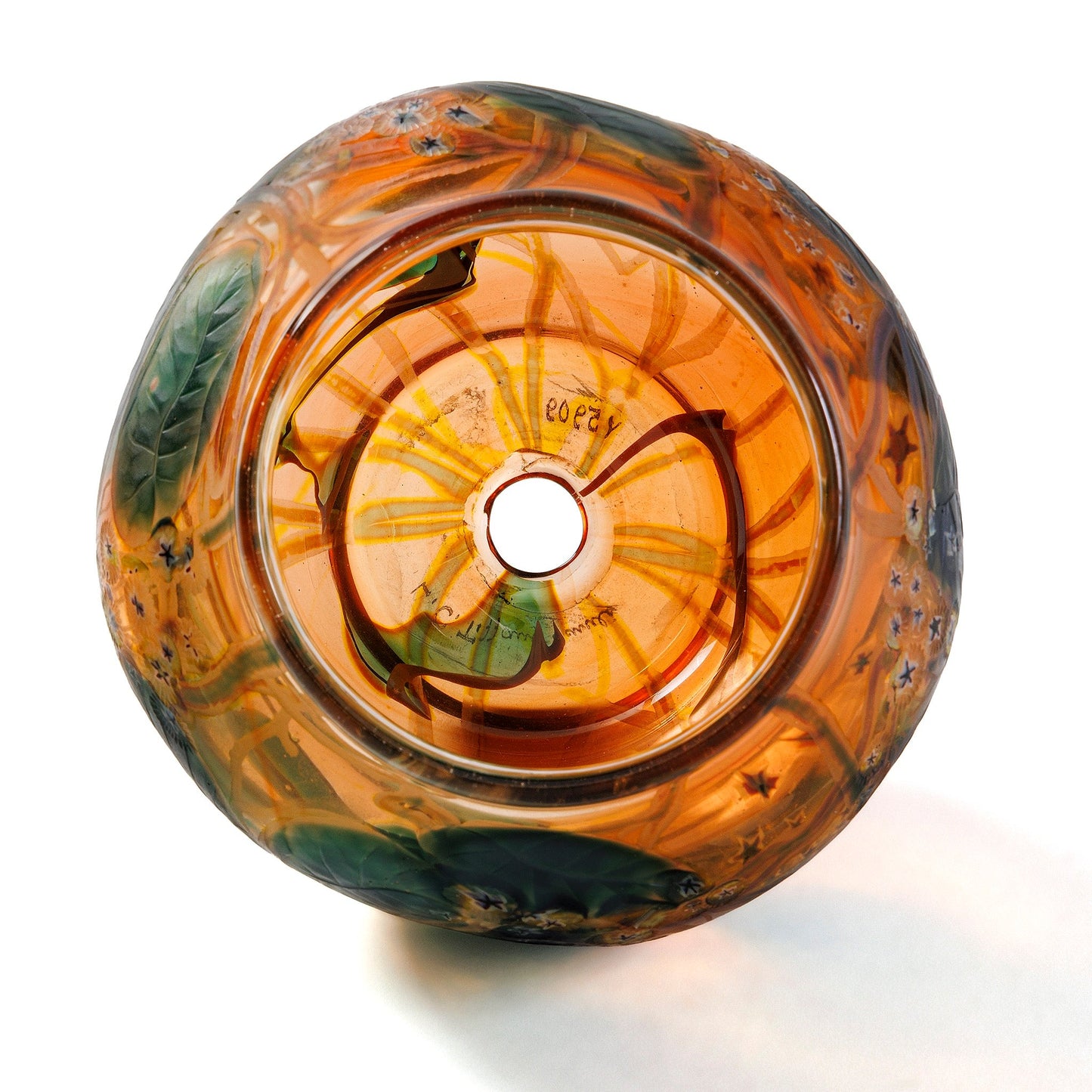 Tiffany Studios New York "Leaf & Vine" Wheel-Carved Favrile Glass Vase