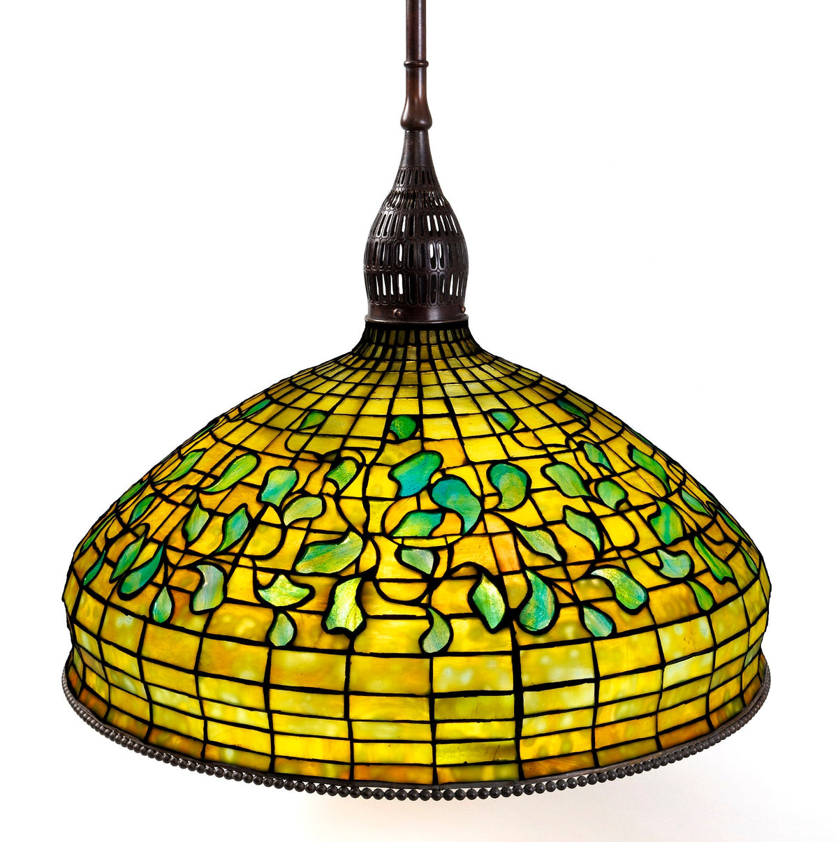 A Tiffany Studios New York "Swirling Leaf Geometric" Chandelier.