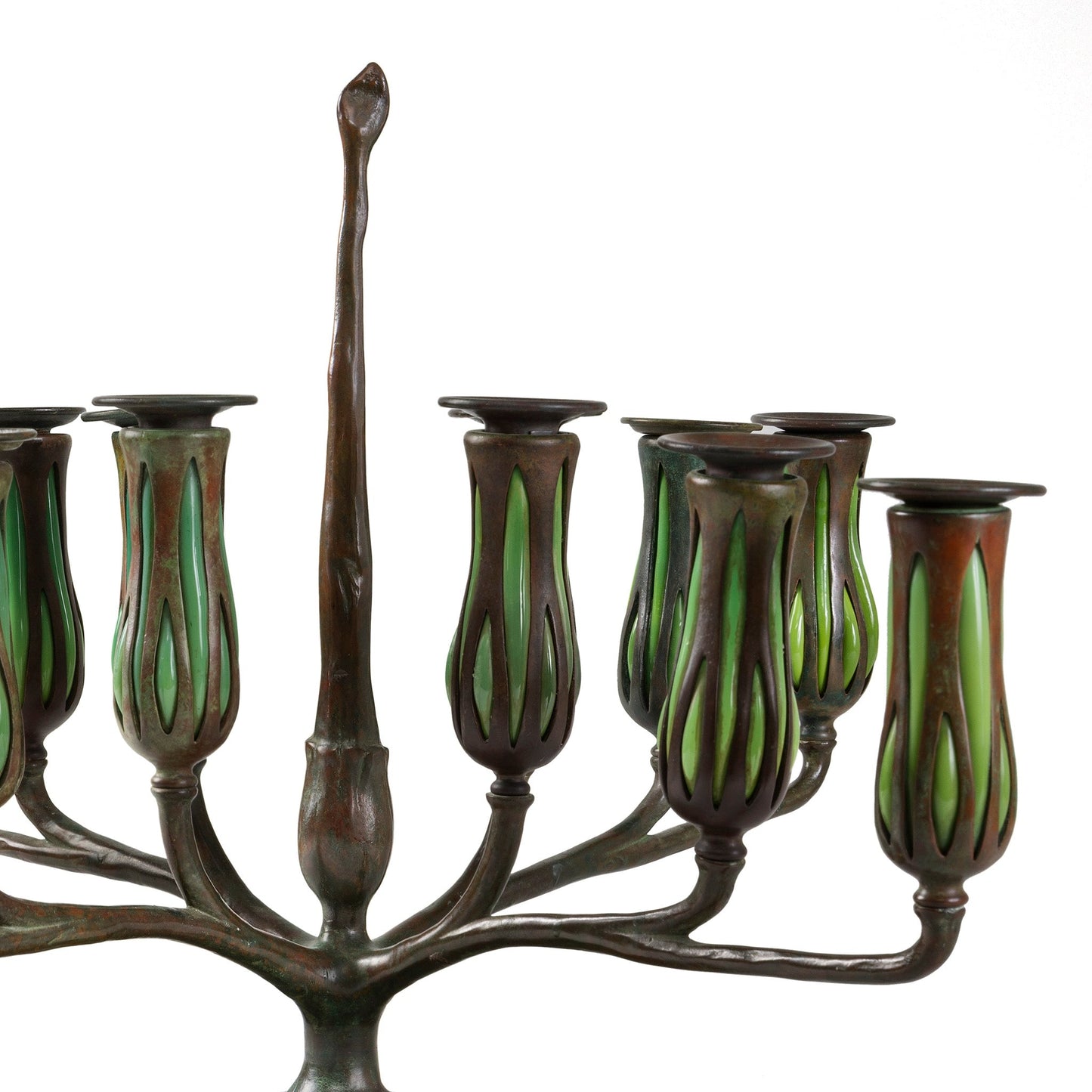 Tiffany Studios New York Pair of "Pineapple" Candelabrum