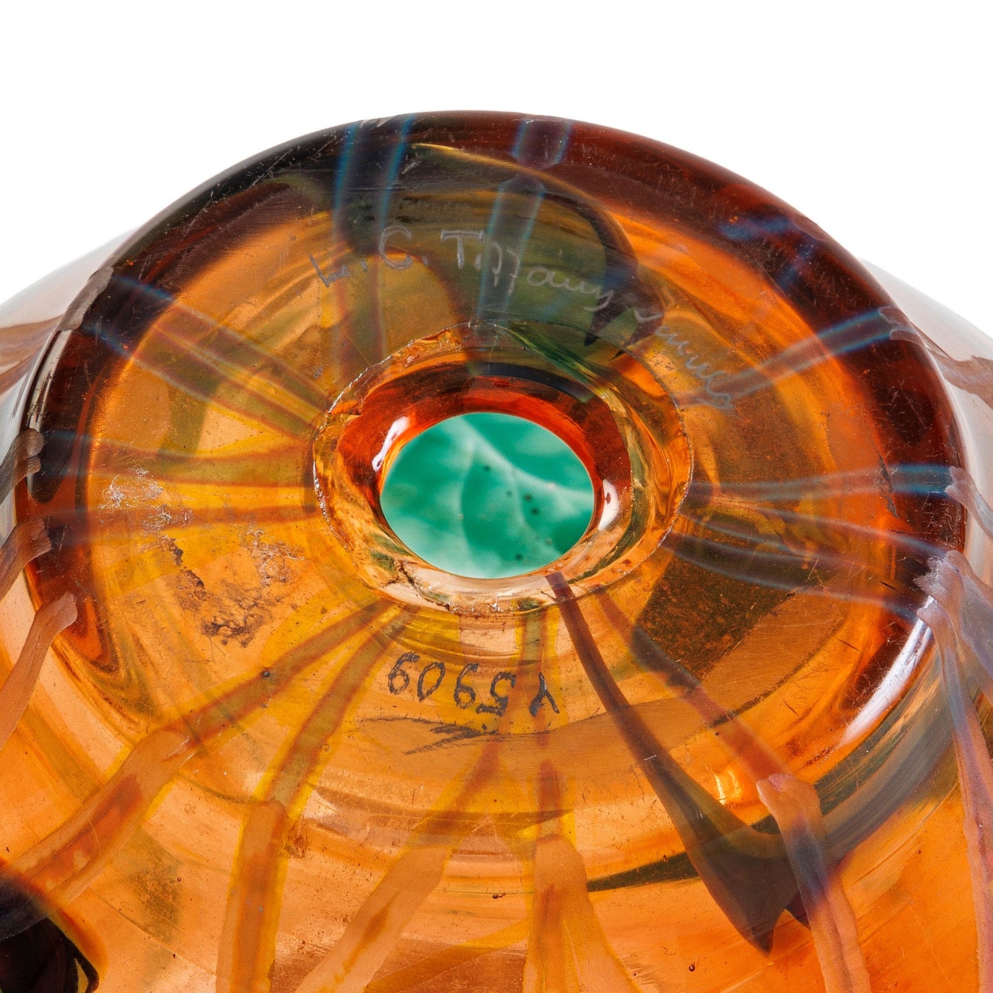 Tiffany Studios New York "Leaf & Vine" Wheel-Carved Favrile Glass Vase
