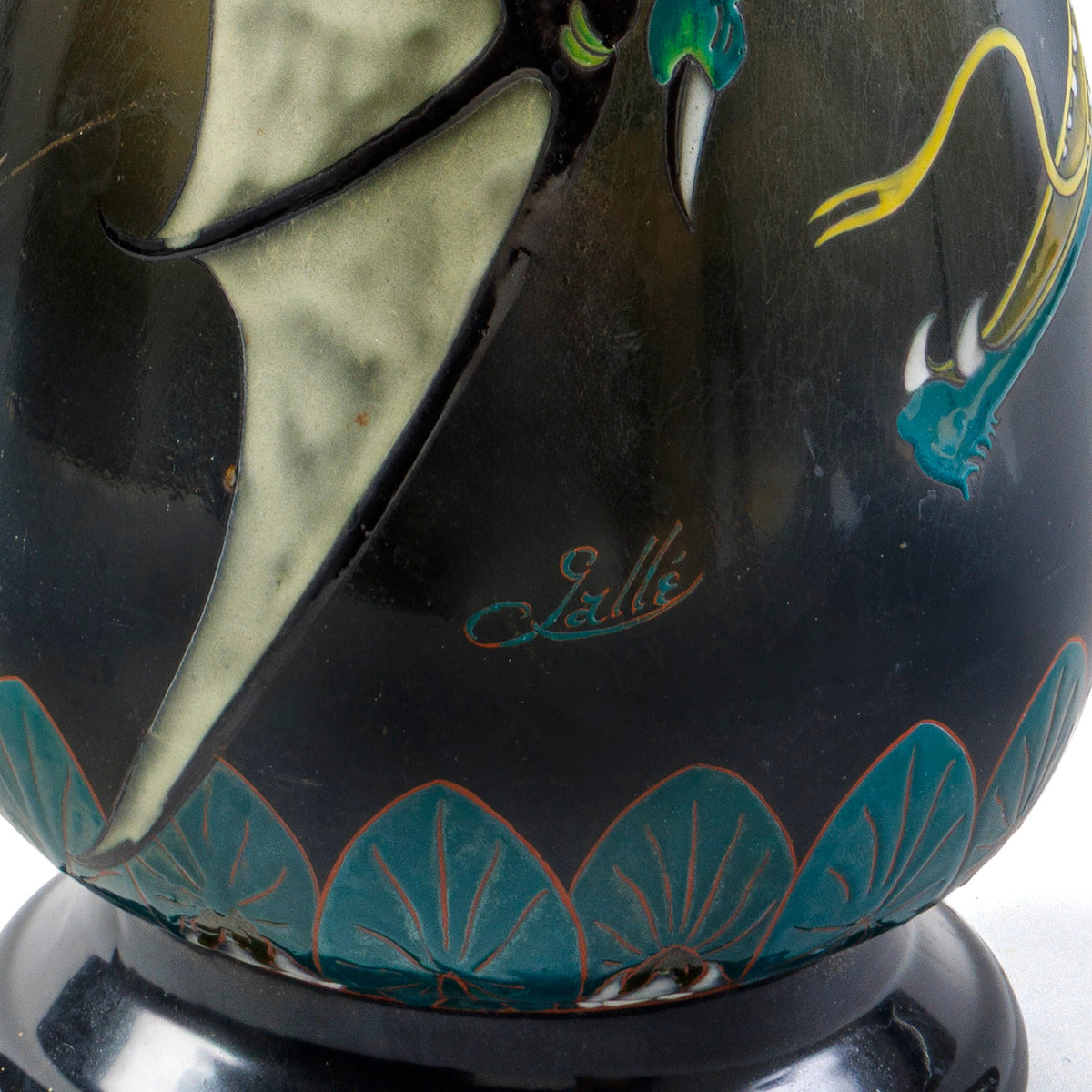 Établissements Gallé Enameled Glass "Dragon" Vase