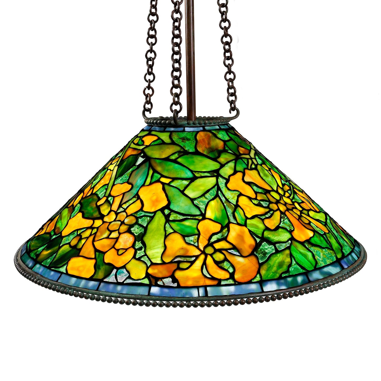 Tiffany Studios New York “Trumpet Creeper” Cone Chandelier