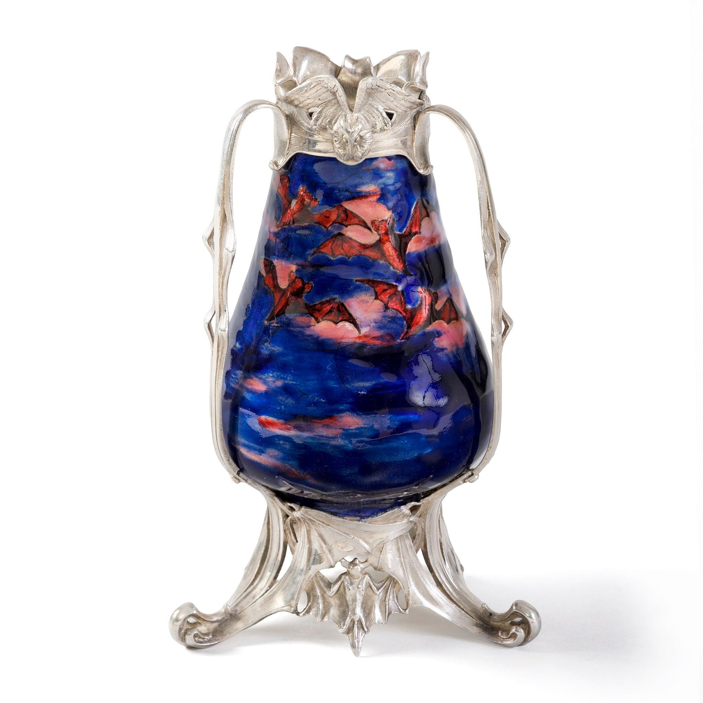Philippe Wolfers "Night" Silver Enamel Vase
