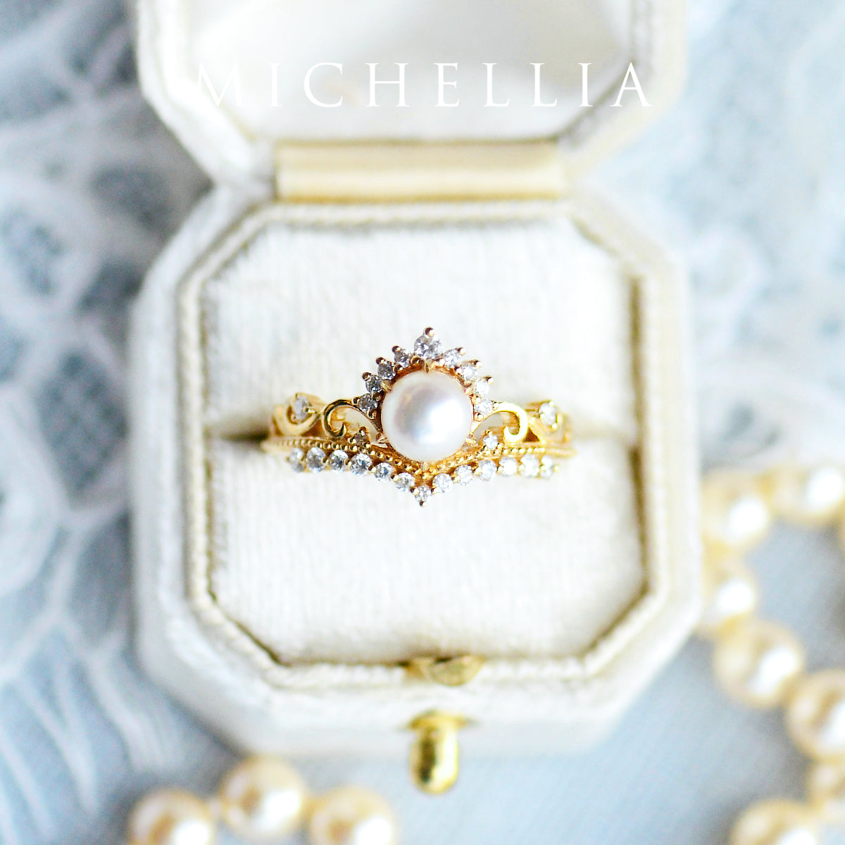 [Theia] Heirloom Crown Ring in Akoya Pearl