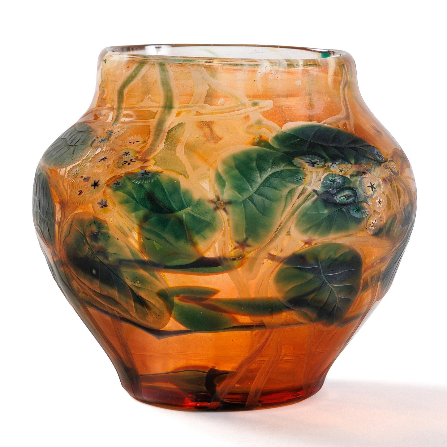 Tiffany Studios New York "Leaf & Vine" Wheel-Carved Favrile Glass Vase