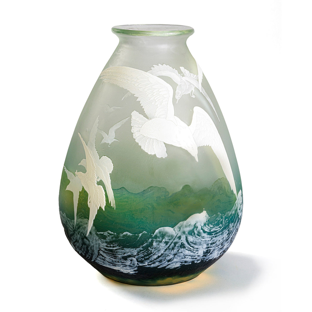Établissements Gallé "Seagulls" Cameo Glass Vase