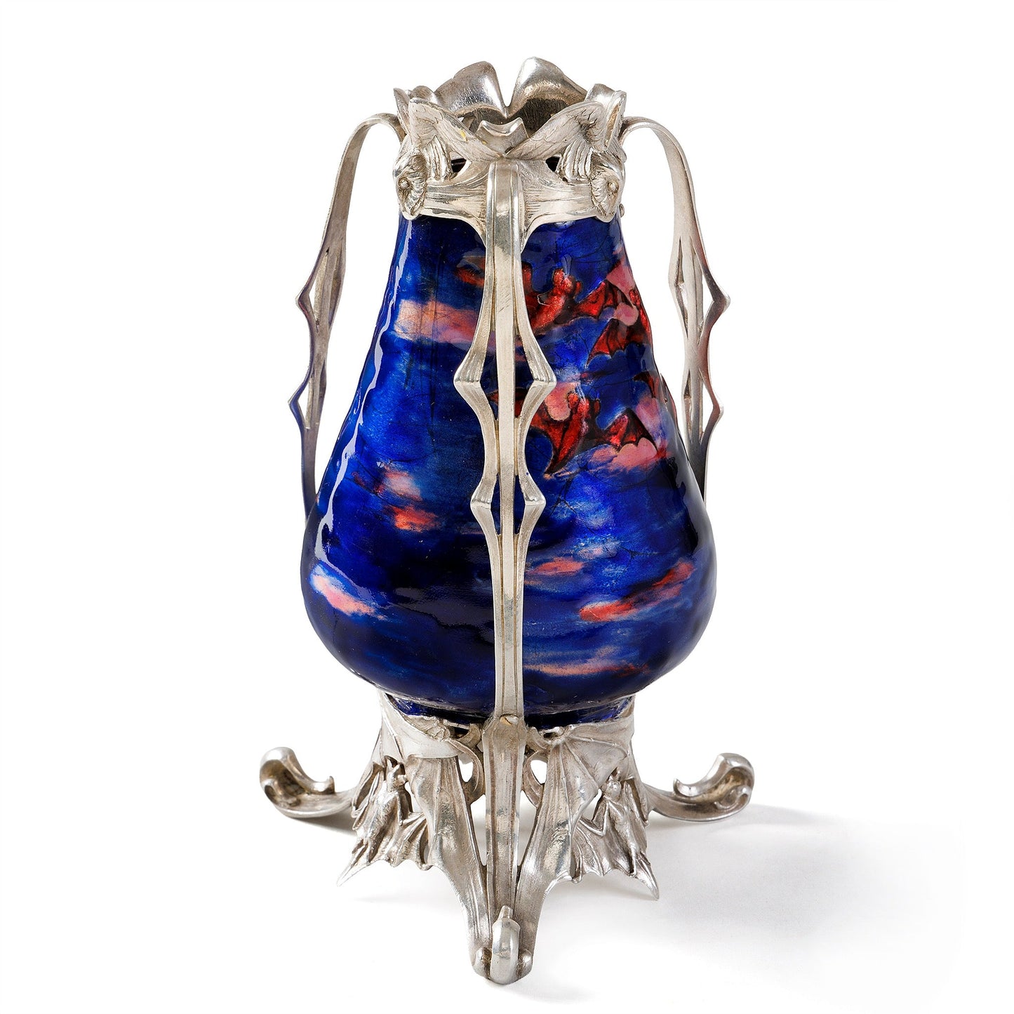 Philippe Wolfers "Night" Silver Enamel Vase