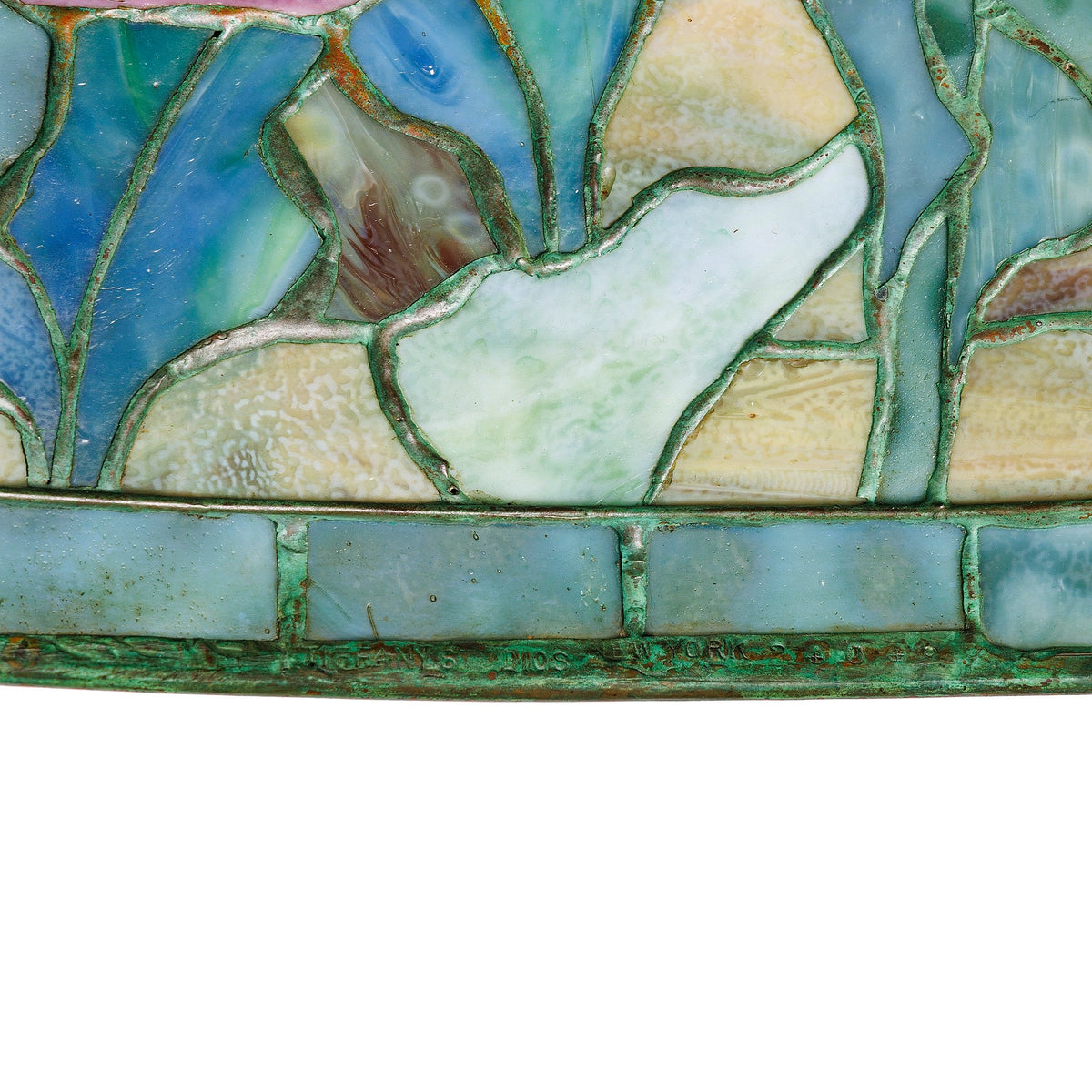 Tiffany Studios New York "Oriental Poppy" Leaded Glass and Bronze Floor Lamp
