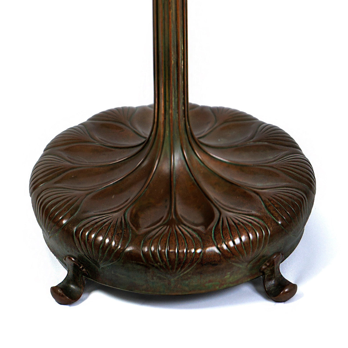 Tiffany Studios New York "Oriental Poppy" Leaded Glass and Bronze Floor Lamp