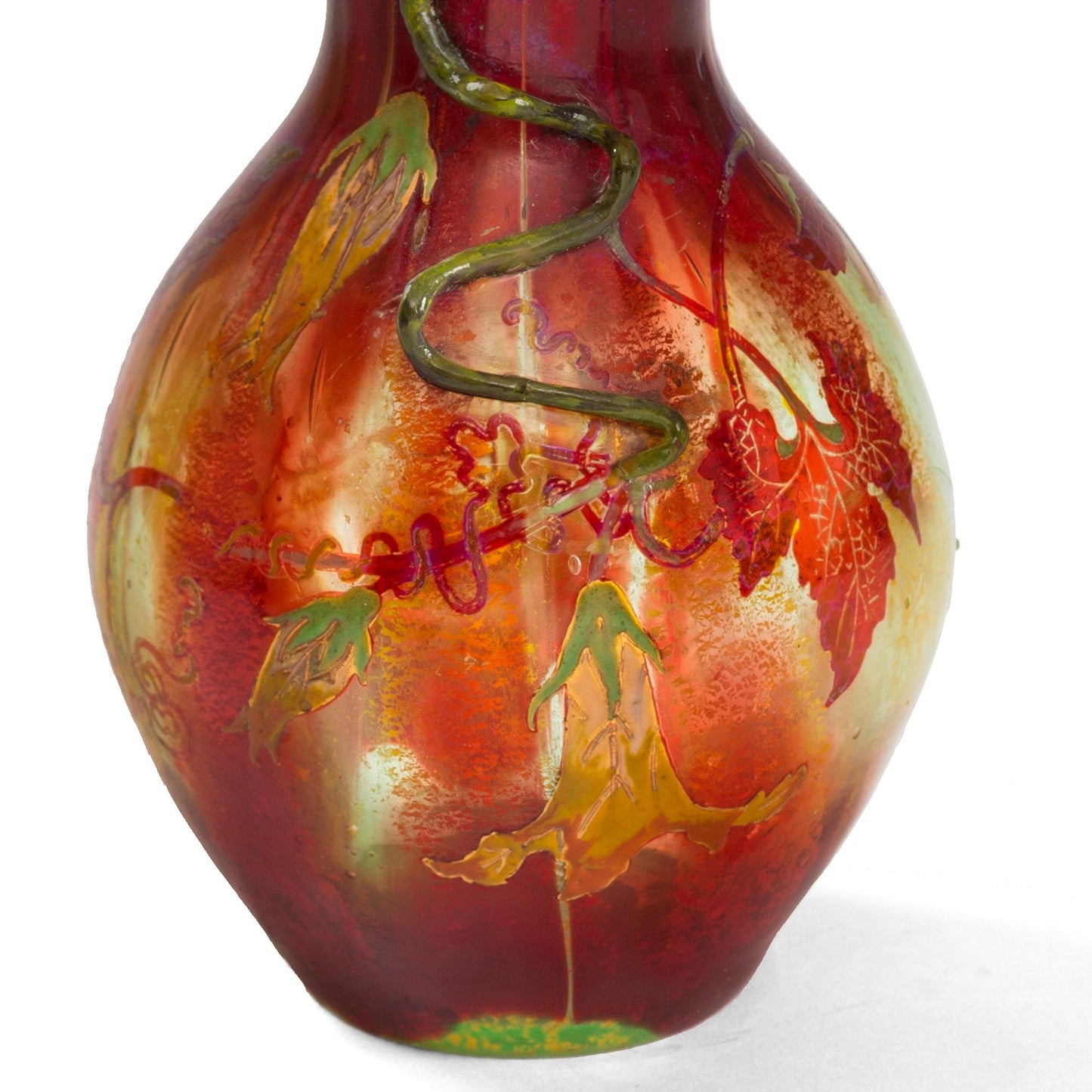Portieux Vallerysthal Gourd-Shaped Enameled Glass Vase