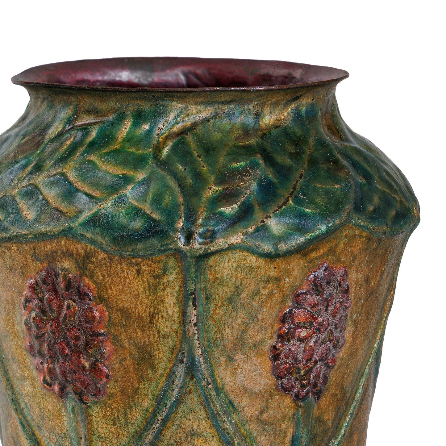 Tiffany Studios New York Copper and Enamel "Milkweed" Vase
