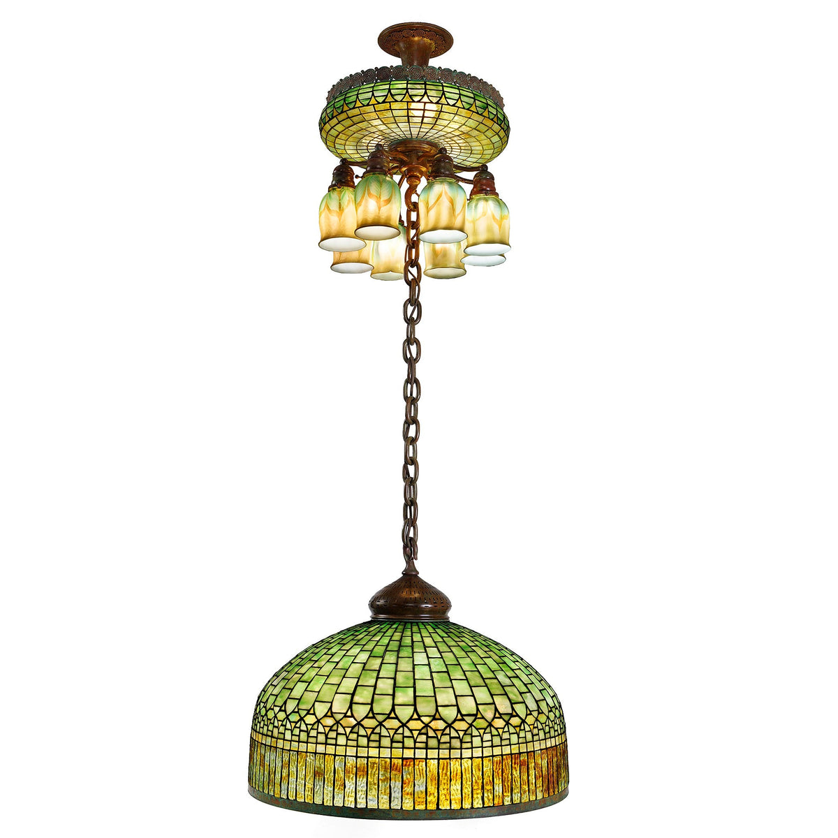 Tiffany Studios New York "Curtain Border" Chandelier