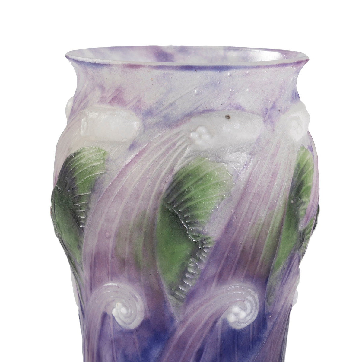 Gabriel Argy-Rousseau "Poissons Dans Les Vagues" Pâte de Verre Glass Vase