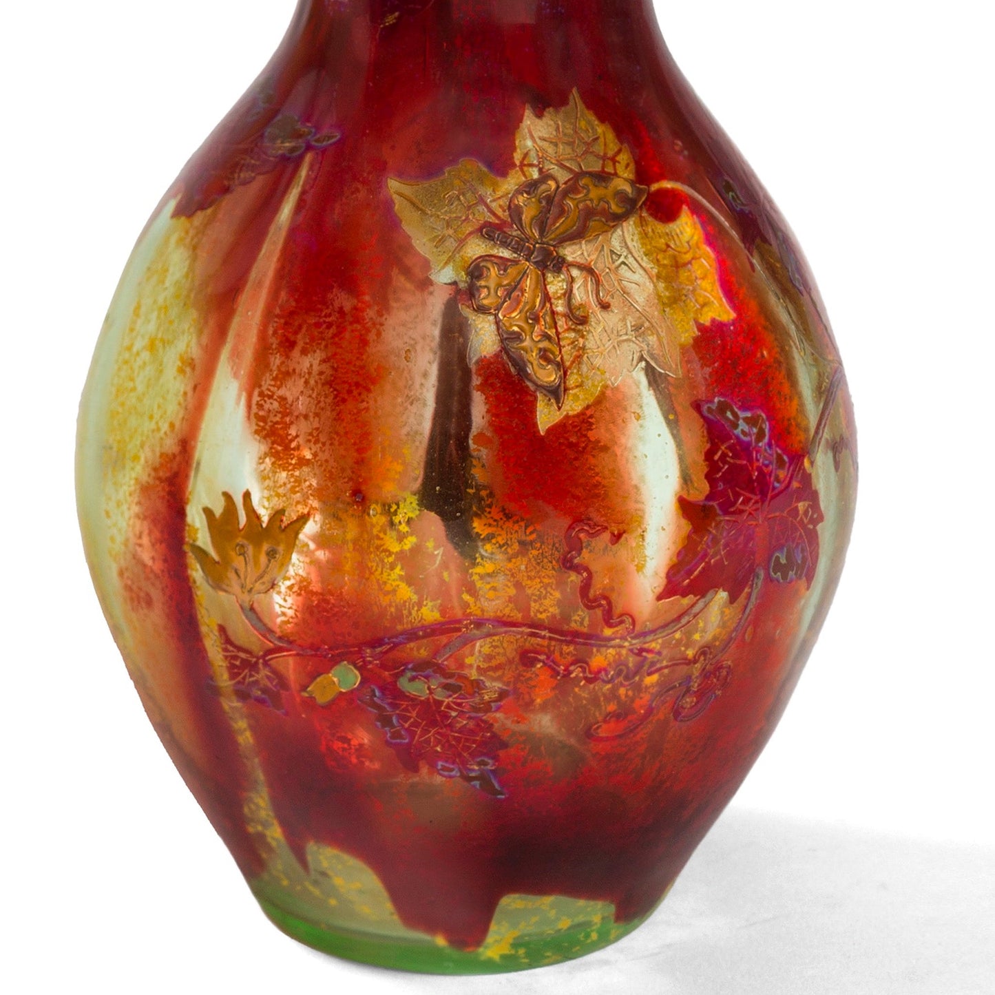 Portieux Vallerysthal Gourd-Shaped Enameled Glass Vase