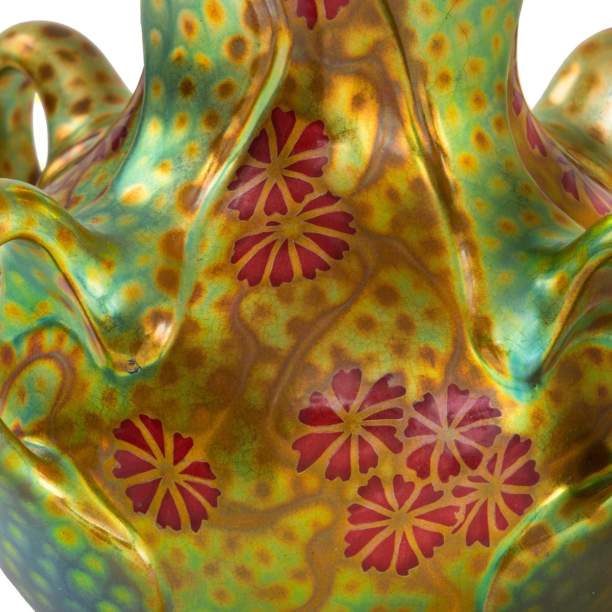 Zsolnay "Japanese Cosmos" Glazed Ceramic Vase