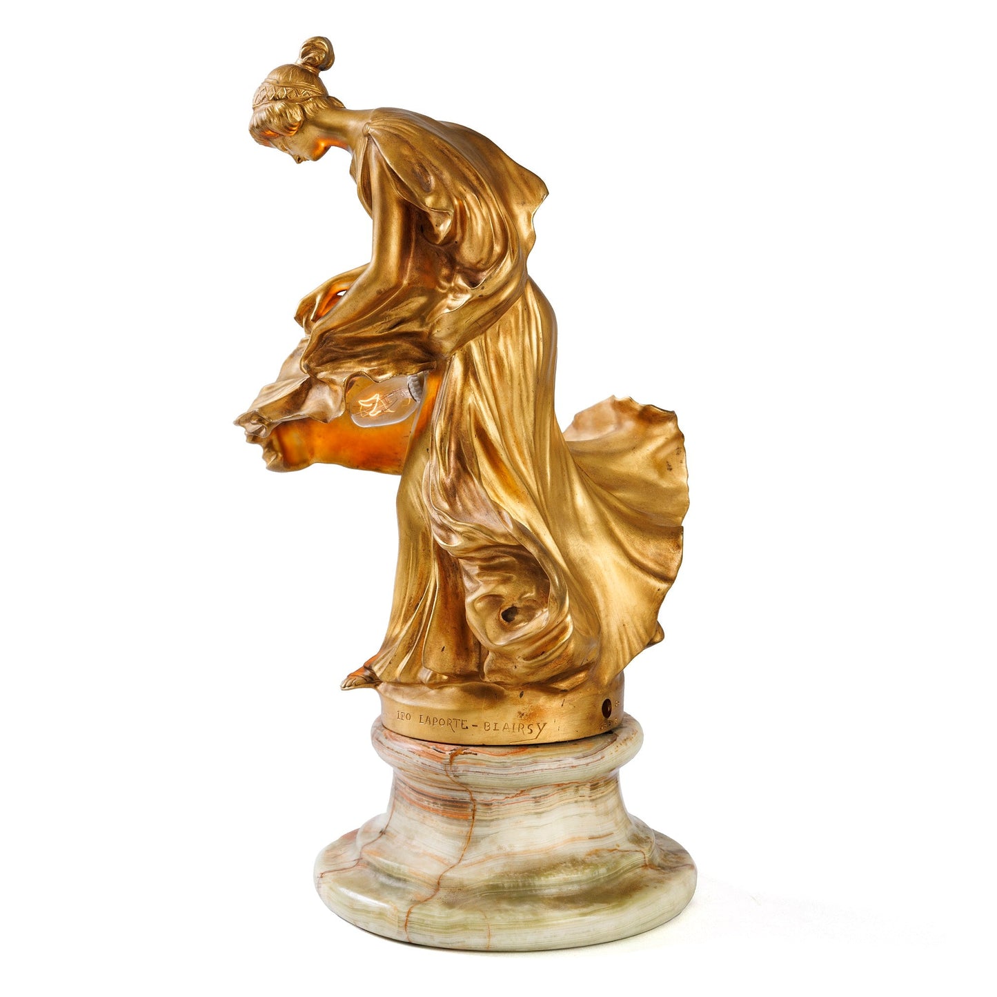 Leo Laporte-Blairsy "Vestal Virgin” Bronze Lighted Figural Sculpture