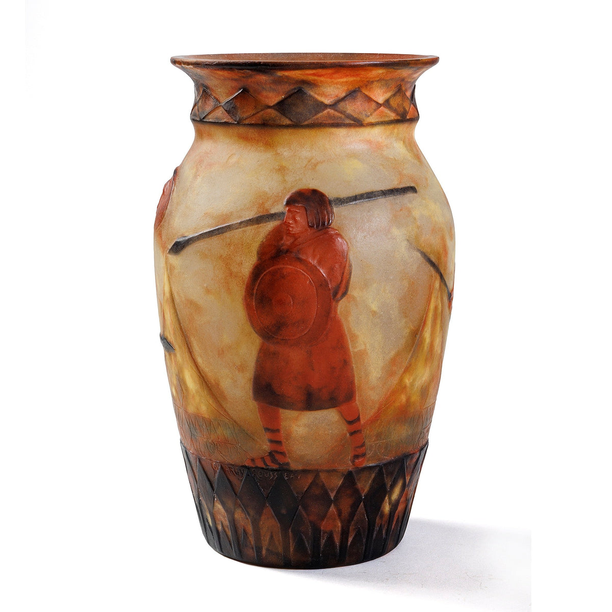 Gabriel Argy-Rousseau "Guerrieres Antiques" Pâte-de-Verre Vase