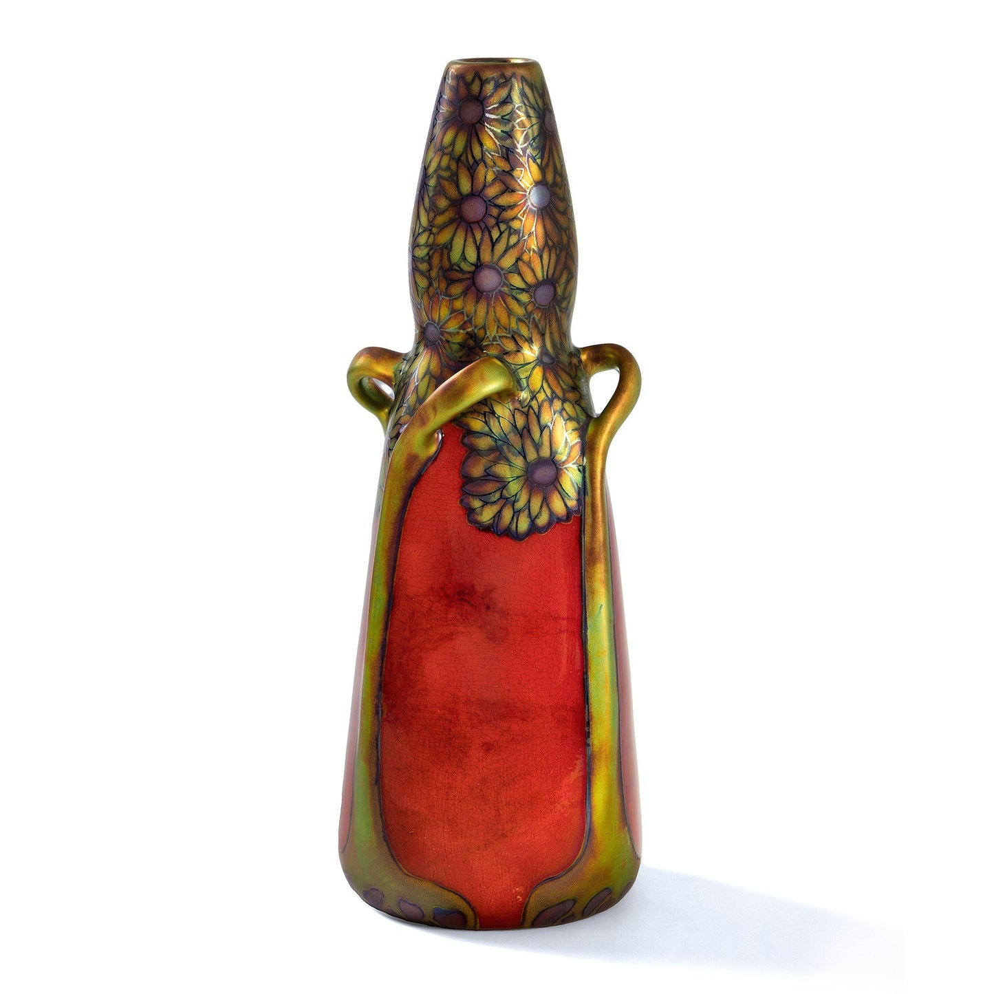 Zsolnay "Coneflower and Tree" Glazed Ceramic Vase