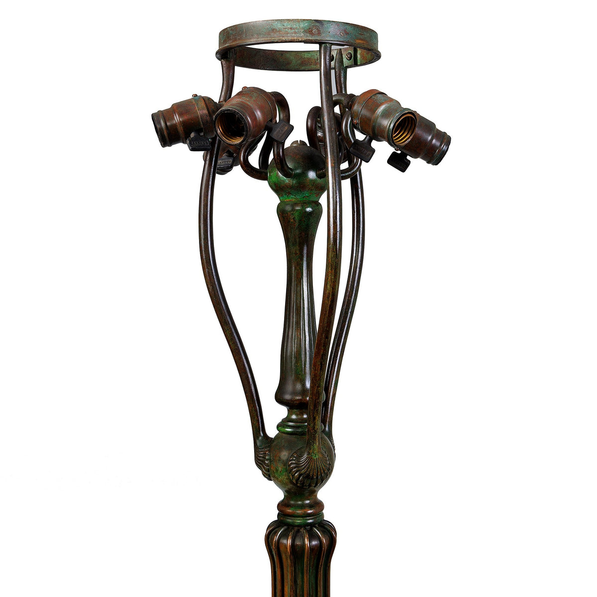 Tiffany Studios New York "Oriental Poppy" Leaded Glass and Bronze Floor Lamp