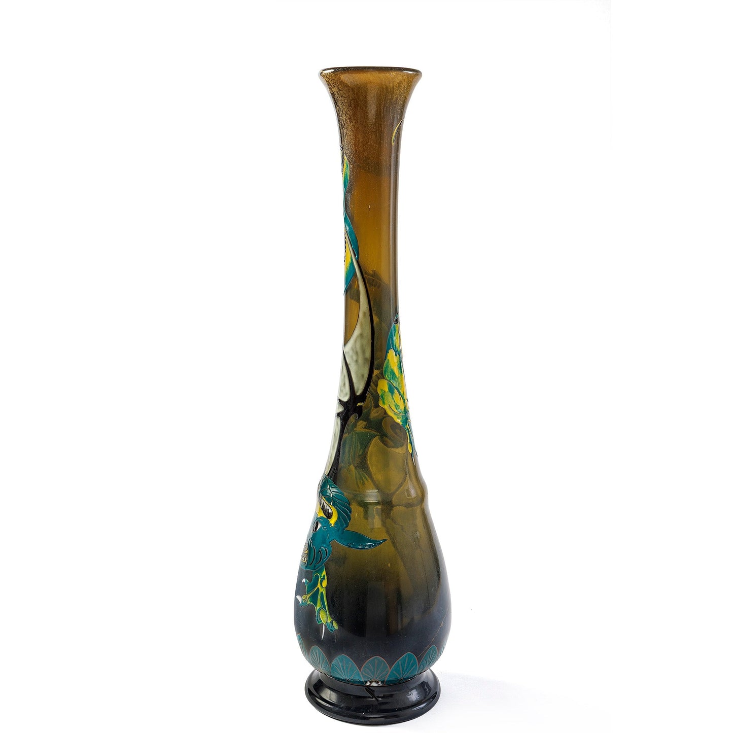 Établissements Gallé Enameled Glass "Dragon" Vase