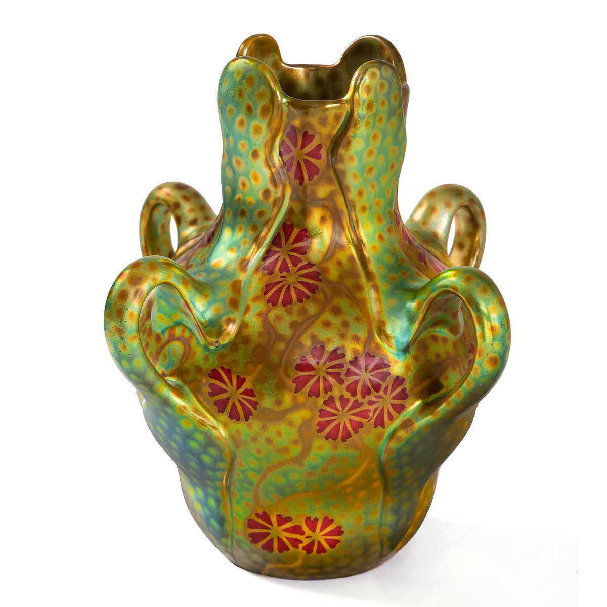 Zsolnay "Japanese Cosmos" Glazed Ceramic Vase