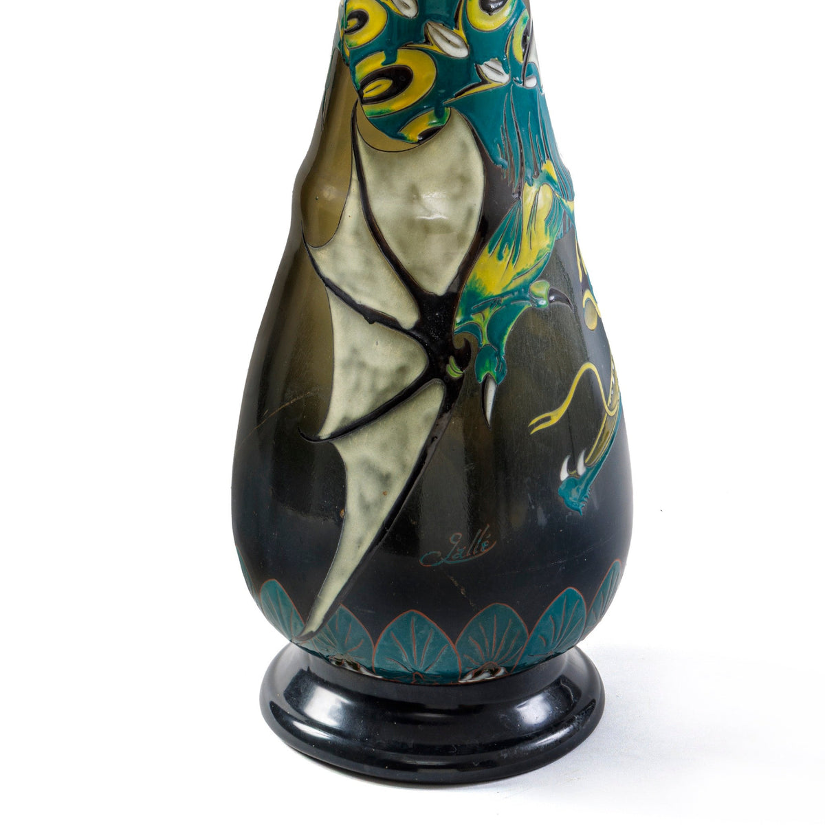 Établissements Gallé Enameled Glass "Dragon" Vase