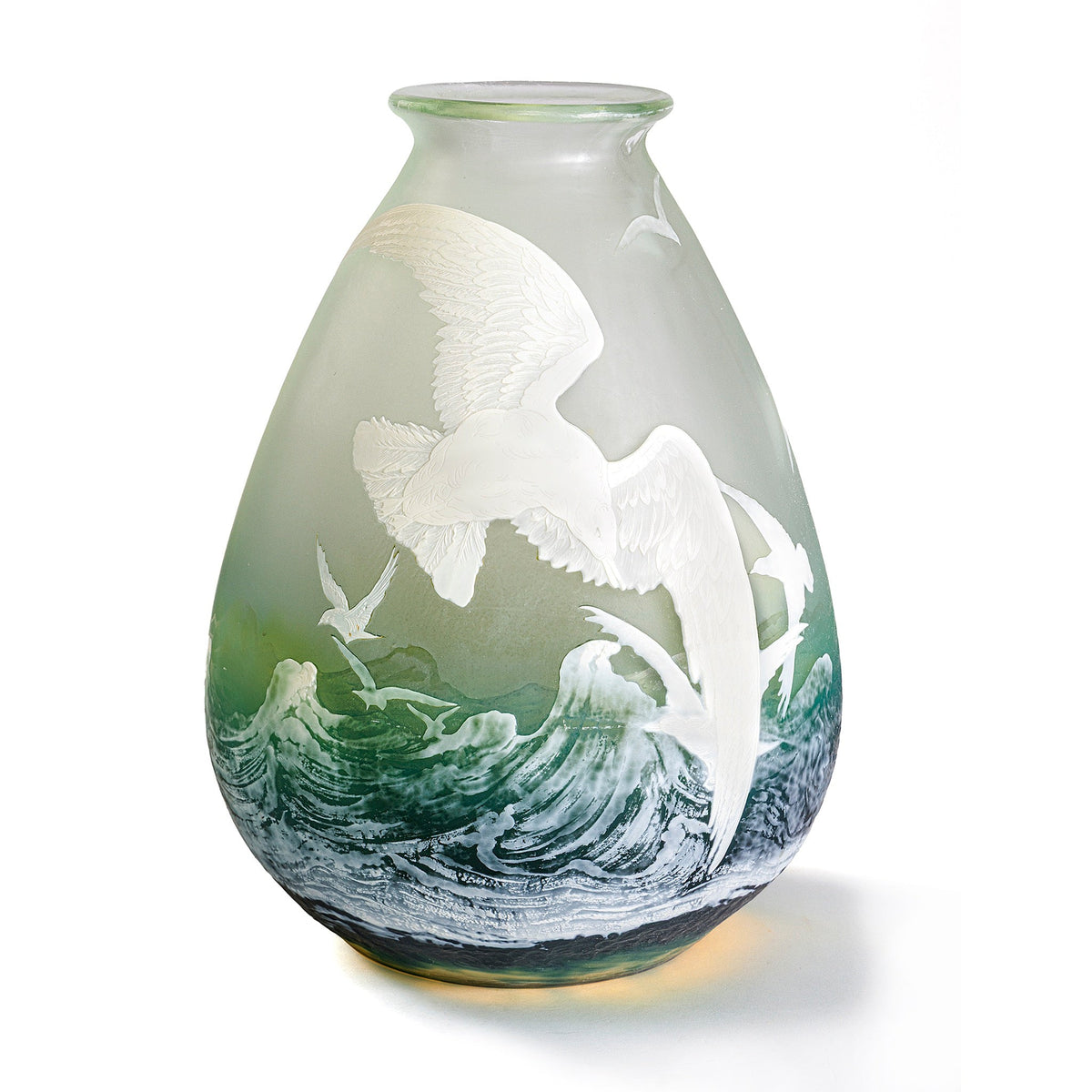 Établissements Gallé "Seagulls" Cameo Glass Vase