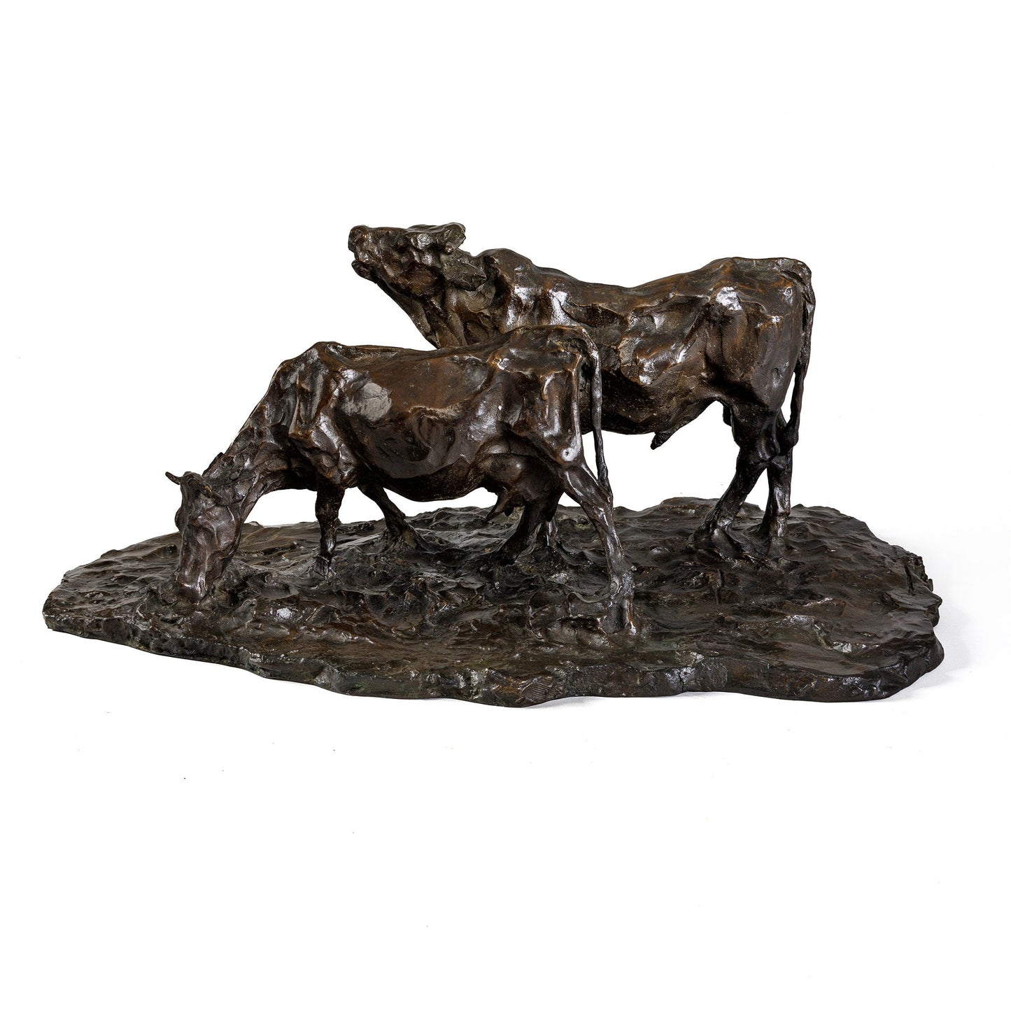 Rembrandt Bugatti "Vache Broutant et Taureau Meuglant" Bronze Sculpture