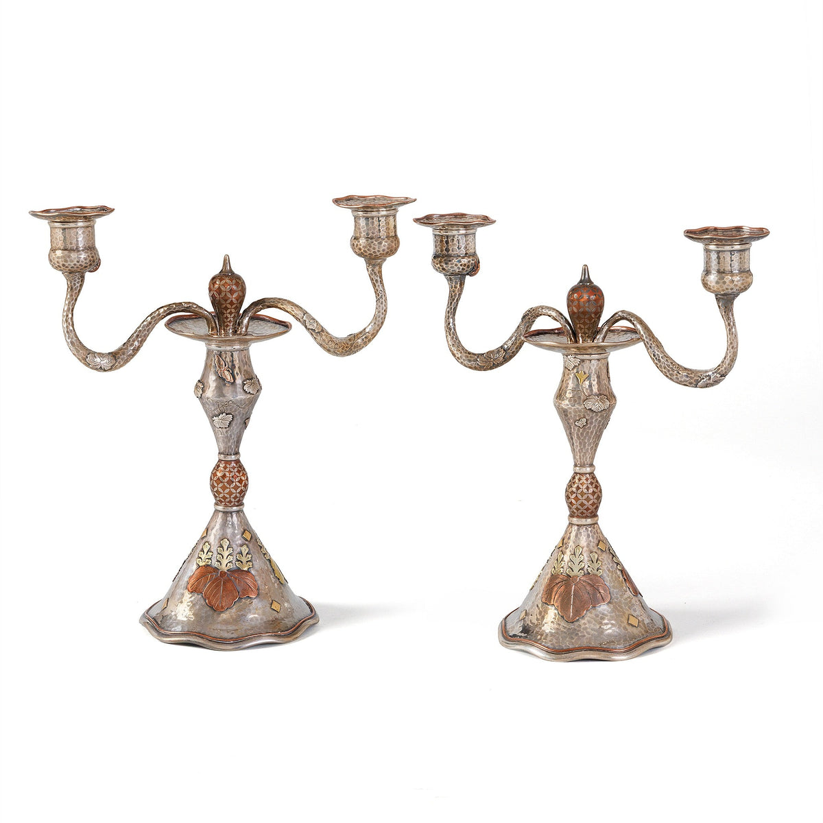 Tiffany & Co. and Edward C. Moore "Paulownia" Suite of Candlesticks
