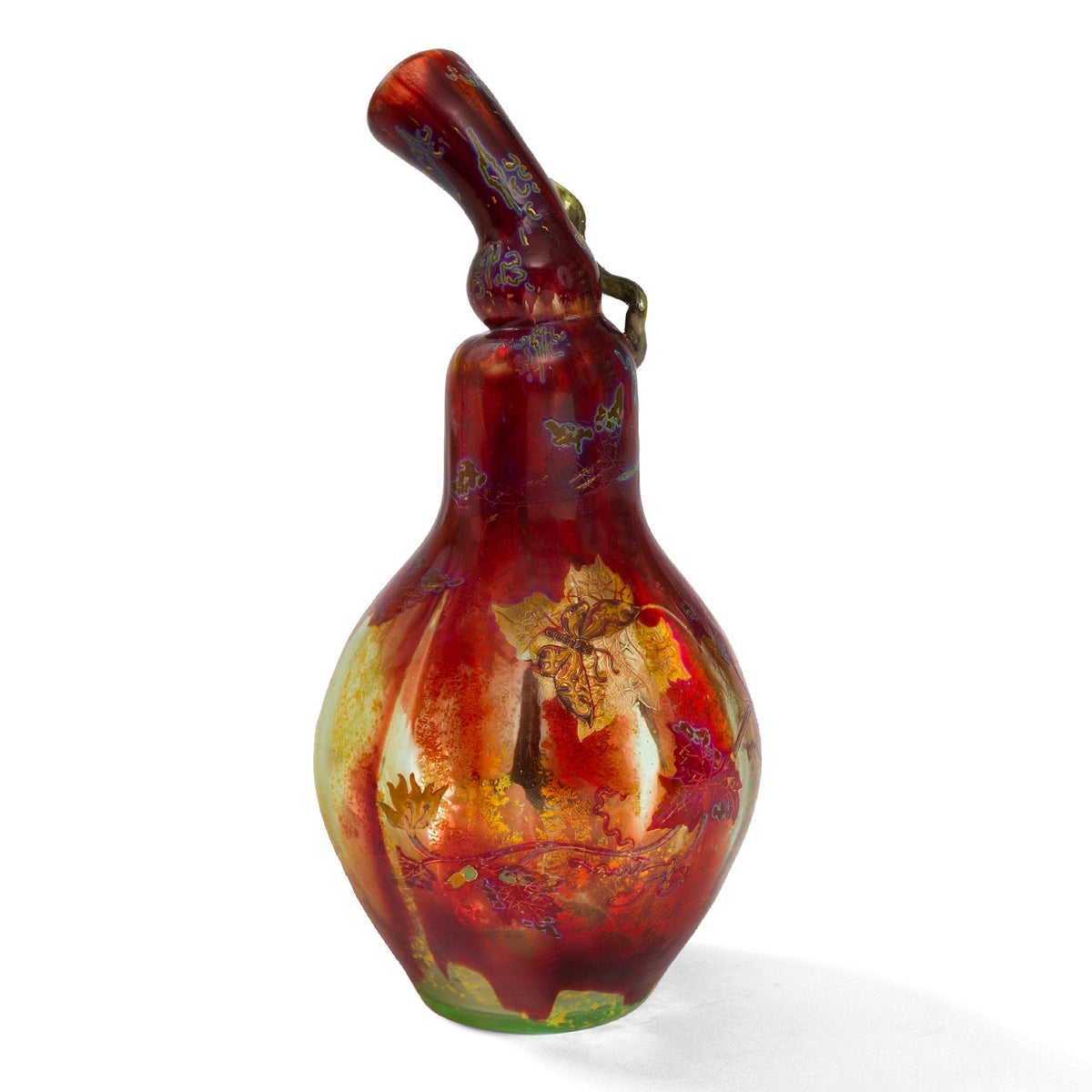 Portieux Vallerysthal Gourd-Shaped Enameled Glass Vase