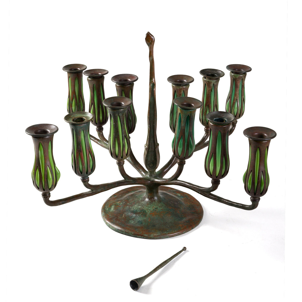Tiffany Studios New York Pair of "Pineapple" Candelabrum