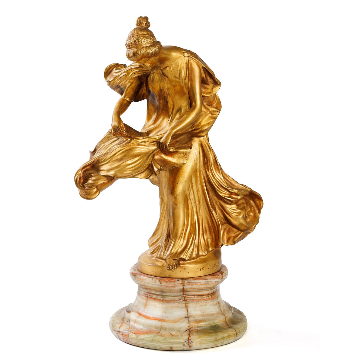 Leo Laporte-Blairsy "Vestal Virgin” Bronze Lighted Figural Sculpture