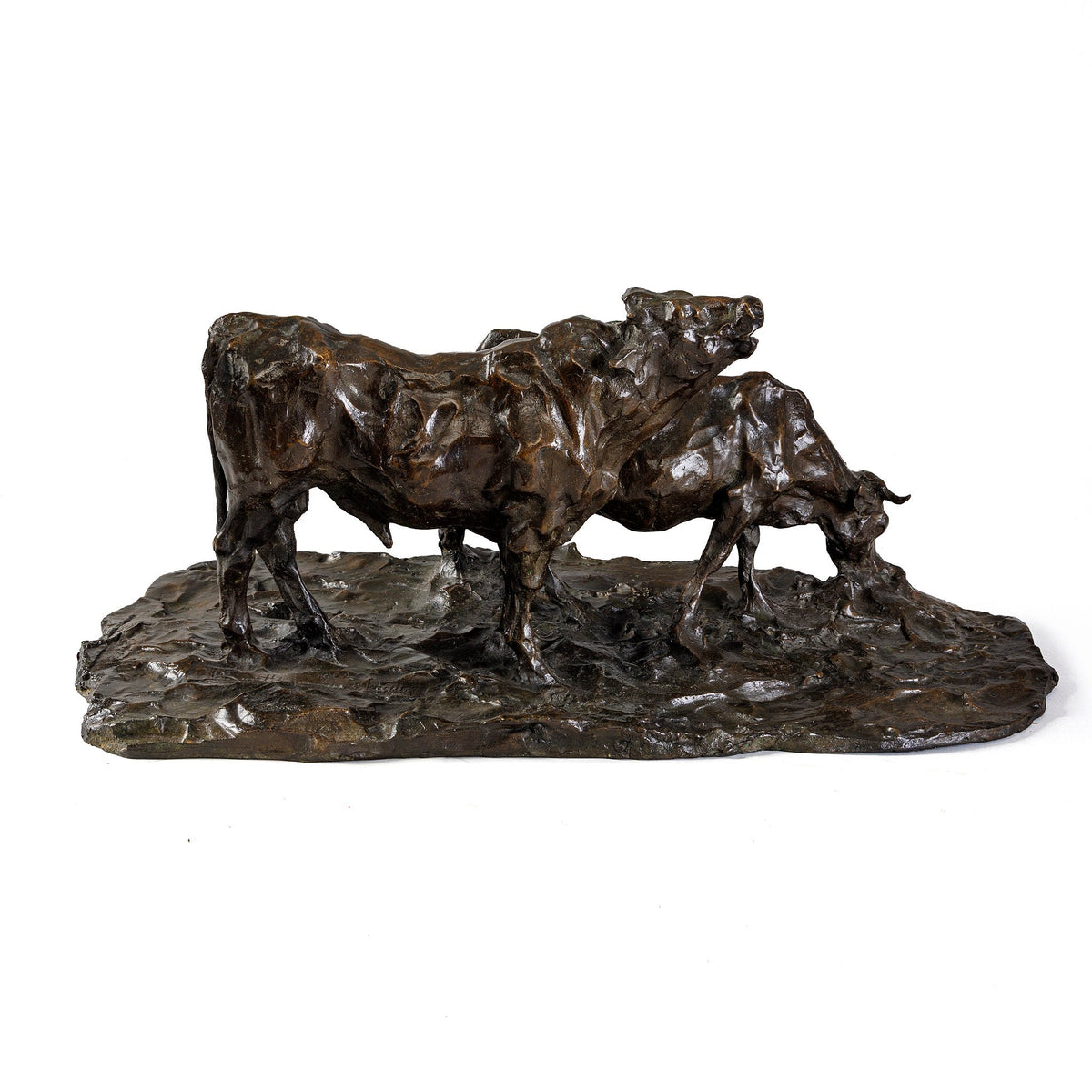 Rembrandt Bugatti "Vache Broutant et Taureau Meuglant" Bronze Sculpture