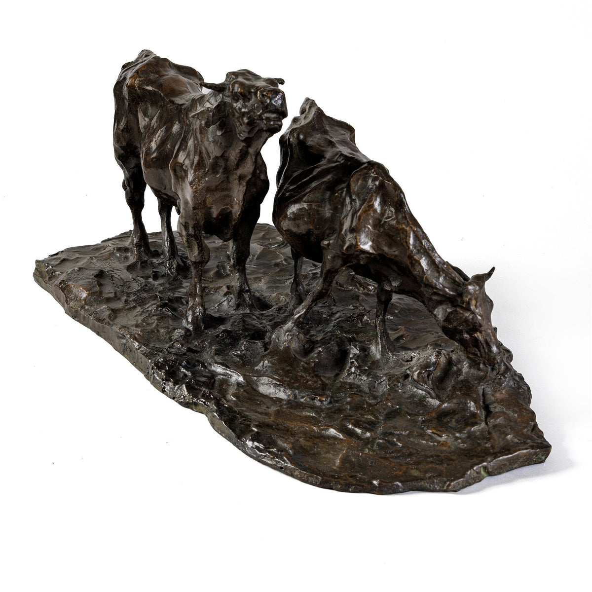 Rembrandt Bugatti "Vache Broutant et Taureau Meuglant" Bronze Sculpture