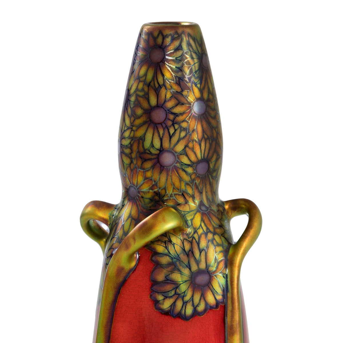 Zsolnay "Coneflower and Tree" Glazed Ceramic Vase