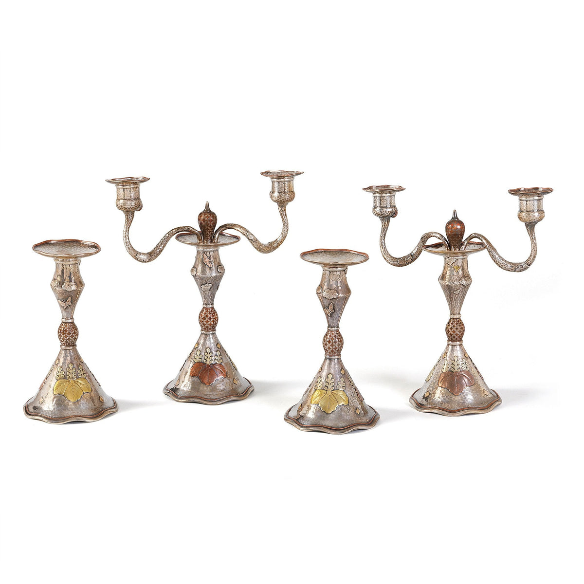 Tiffany & Co. and Edward C. Moore "Paulownia" Suite of Candlesticks