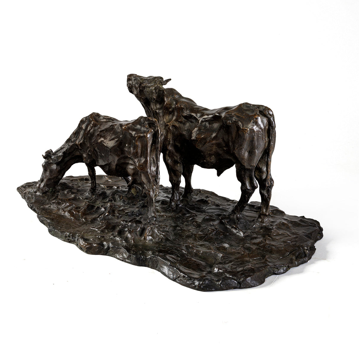 Rembrandt Bugatti "Vache Broutant et Taureau Meuglant" Bronze Sculpture