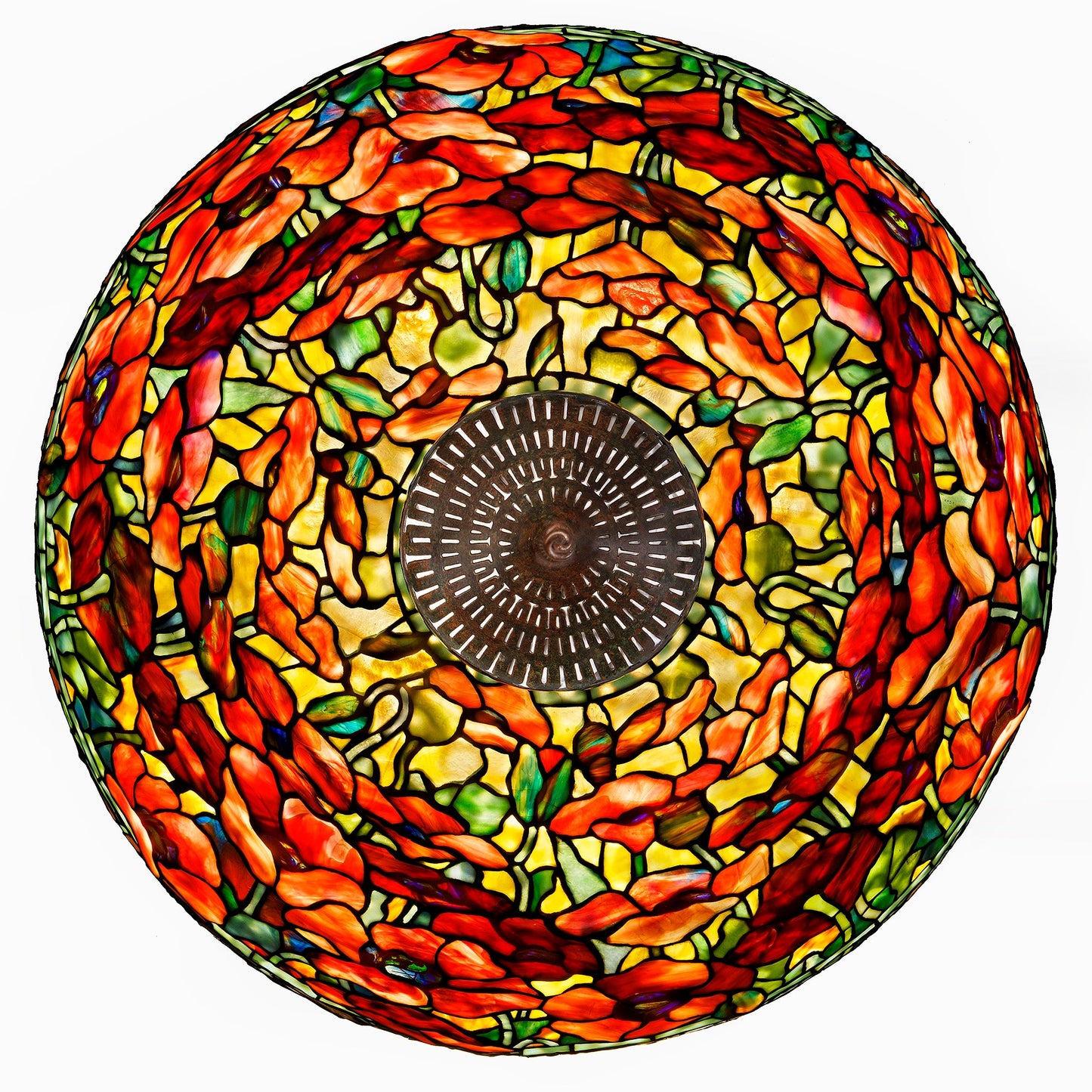 Tiffany Studios New York "Oriental Poppy" Leaded Glass and Bronze Floor Lamp