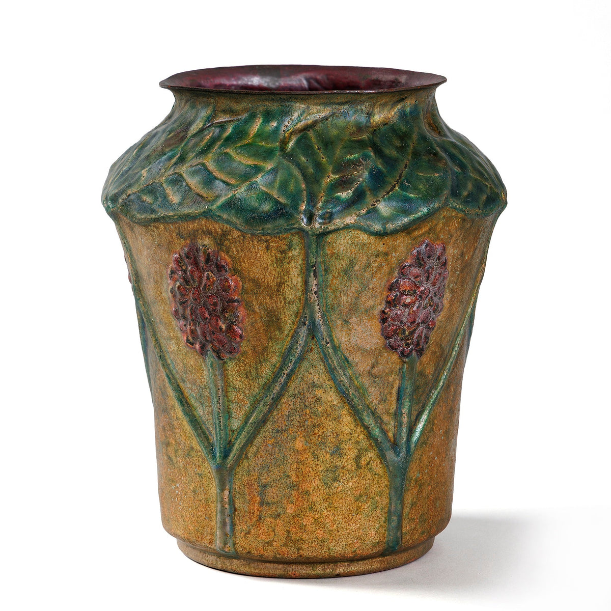 Tiffany Studios New York Copper and Enamel "Milkweed" Vase
