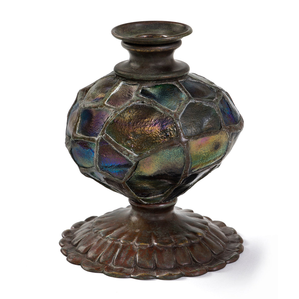 Tiffany Studios New York Turtleback Tile Candlestick